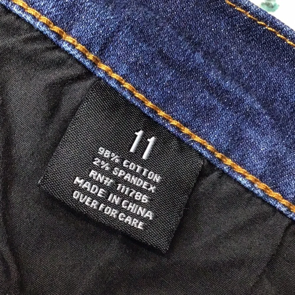 Bebina Jeans Indigo Low Rise Flair Rhinestone Embellished Denim Sz.10 - Picture 6 of 13